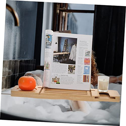 Adjustable Bamboo Bathtub Tray Phone Holder Expandable Bath Table for Luxury Baths 1-Piece Wooden Shelf for Relaxing Soaks