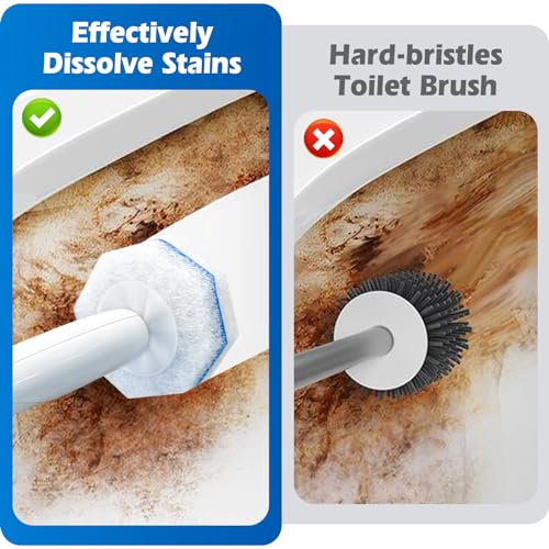 50 Count Disposable Wand Refills, Replacement Scrubber Pads Compatible with Clorox Wand, High Density Cleaning Pads for Bathroom Ceramic Surfaces