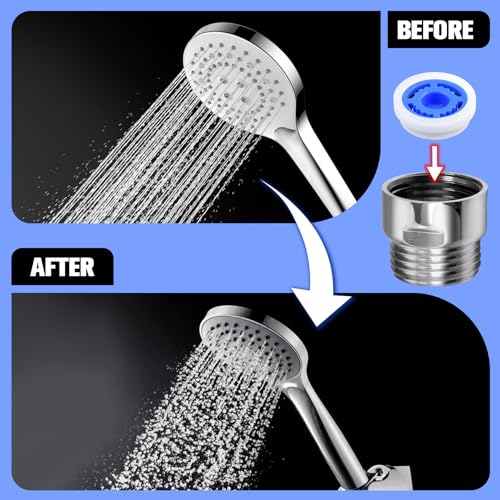 7 Shower Flow Reducer Limiter Set, Water Saver Adapter Set 1/2 Inch Shower Head Flow Restrictor Pressure Reducer for Fixed and Handheld Showers Heads, 1.2/1.5/1.8/2.0/2.2/2.5 GPM