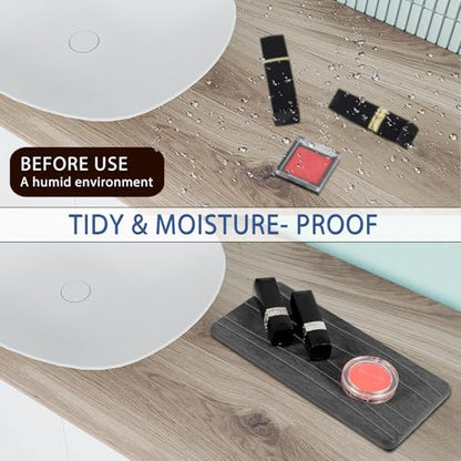 2PCS Water Absorbing Stone Tray, Fast Drying Stone Sink Tray, Water Absorbent Diatomite Trays, Stones Soap Trays, Diatomite Coasters for Kitchen Sink Bathroom Counter, Hand Soap Dish & Holders - color: 2pcs 21×10cm Dark Gray Wave