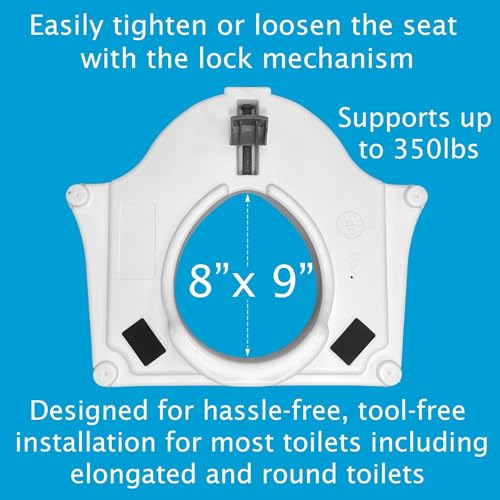 Carex E-Z Lock Raised Toilet Seat with Handles, 4.5 Inch Toilet Seat Riser with Arms, Toilet Riser Fits Most Toilets, Elongated or Round, Toilet Seat Lifter, White