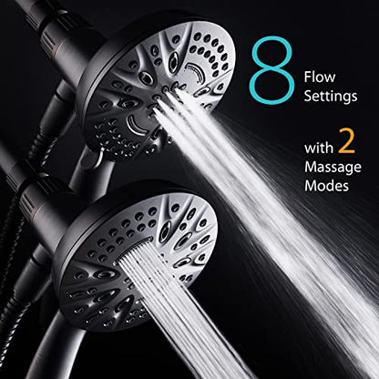 AquaDance New Magnetic Docking 8-setting High Pressure Handheld Shower Head | Space-age Magnetic Guidance Bracket System, Giant 5-inch Face, Extra-long 72-inch Stainless Steel Hose - Bronze - color: Oil Rubbed Bronze