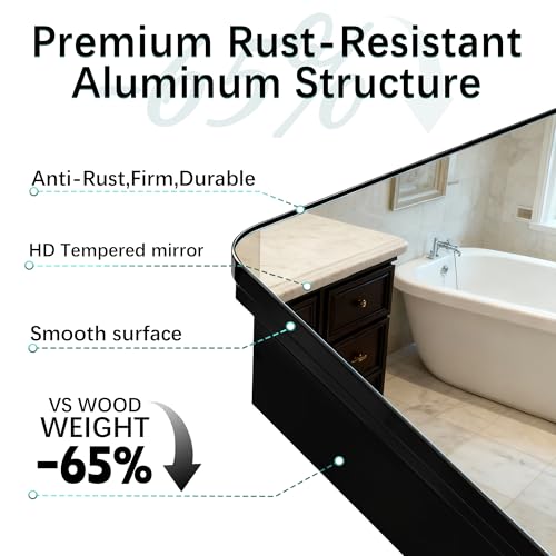 20x30 Black Medicine Cabinet with Mirror, Recessed & Surface Mount | Bathroom mirror with storage: 6 adjustable shelves fit tall bottles; DTC soft-close hinges; rust-resistant aluminum - size: 20" x 30"