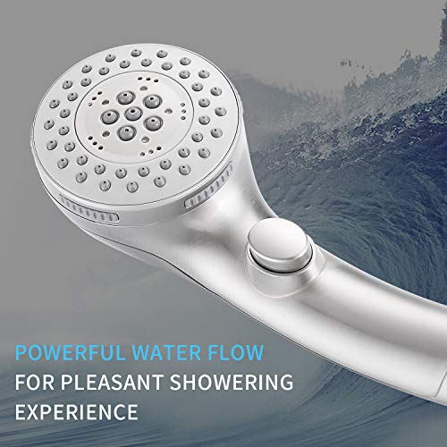 Shower Head, High Pressure 6 Setting Shower Head Hand-Held with ON/OFF Switch and Spa Spray Mode - Shower Heads with Handheld Spray High Pressure - Brushed Nickel - color: Brushed Nickel, style: Modern