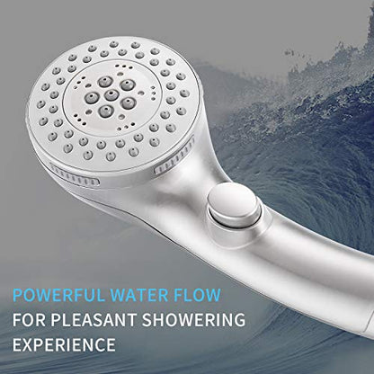Shower Head, High Pressure 6 Setting Shower Head Hand-Held with ON/OFF Switch and Spa Spray Mode - Shower Heads with Handheld Spray High Pressure - Brushed Nickel - color: Brushed Nickel, style: Modern