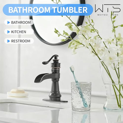 Glass Toothbrush Holders for Bathroom, Water Glass, Unbreakable Clear Bathroom Tumbler Cup, Mouthwash Cup, Toothpaste Storage Stand, Tooth Brush Organizer for Vanity Countertop