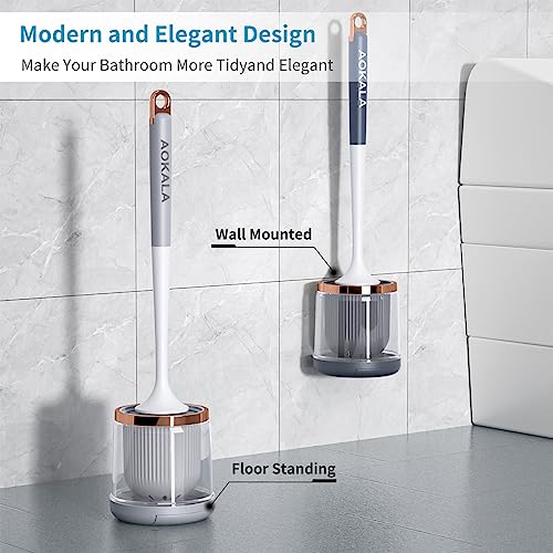 Silicone Toilet Brush Set, 2 Pack Toilet Bowl Brush and Holder with Tweezers Long Handle, Toilet Cleaner Brush for Bathroom Deep Cleaning, Elegant Toilet Scrubber Bathroom Decor Accessories