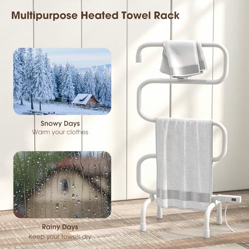 ARLIME Towel Warmer and Drying Rack, Electric Heated Washcloth Warmer, Wall Mount & Free Standing Towel Heater for Bathroom, 100W