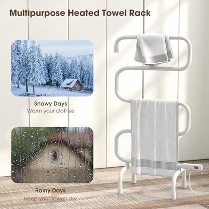 ARLIME Towel Warmer and Drying Rack, Electric Heated Washcloth Warmer, Wall Mount & Free Standing Towel Heater for Bathroom, 100W
