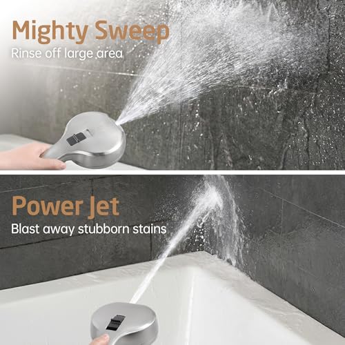 KES 30-Inch Shower Slide Bar with High Pressure 9 Functions Adjustable Handheld Shower Head & 59-Inch Hose, Built-in Power Wash to Clean Tub Tile & Pet, Wall Mount Brushed Finish 18/8 Stainless Steel - color: Brushed Nickel