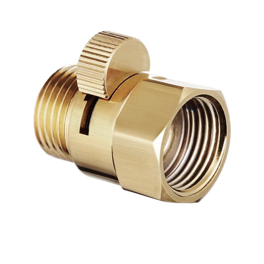 Flow Control Pause or Shut-Off Valve with Ceramic Lever, Solid Metal Brass, ½" NPT BSP Universal Fit, for Handheld or Fixed Shower Head, Arm, RV Hose, or Bidet Sprayer (Brushed Moderne Brass) - color: Brushed Moderne Brass