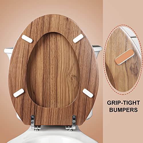 Elongated Toilet Seat Molded Wood Toilet Seat with Zinc Alloy Hinges, Easy to Install also Easy to Clean, Anti-pinch Wooden Toilet Seat by Angol Shiold (Elongated, Natural) - color: Natural, size: Zinc Alloy Hinge