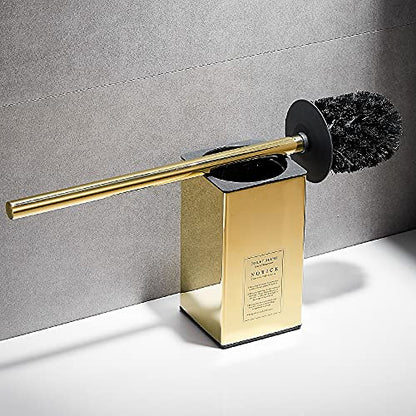 Freestanding Toilet Brush Holder for bathrooms 304 Stainless Steel Toilet Brush Stand Square Storage and Organization Rust Resistant 17-inch high Polished Gold Finished - color: 17-inch High Square Polished Gold