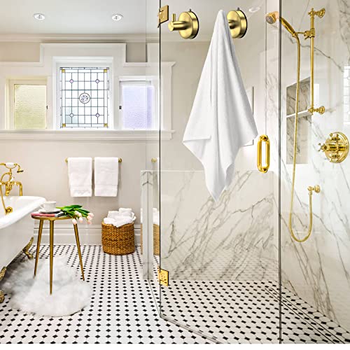 DGYB Suction Cup Hooks - Gold Towel Hooks for Bathrooms - SUS 304 Stainless Steel - 15 Lb Capacity - color: Brushed Gold