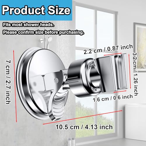 Adjustable Shower Head Holder, Suction Cup Handheld Shower Bracket, Removable Handheld, Wall Mounted (Silver) - style: Adjustable, Silver