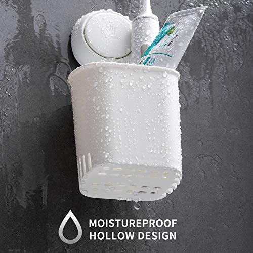 TAILI Suction Cup Toothbrush Holders for Bathroom Wall Mounted, White | Shower Toothbrush and Toothpaste Holder, Drill-Free 1S Installtion, Removable Powerful Suction Cup Organizer, Self-draining - color: White