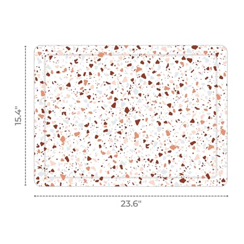 Bathroom Stone Mat Quick Dry - Diatomaceous Earth Stone Bath Mat - Anti Slip Shower Mat (Terrazzo Red) - color: Terrazzo Red
