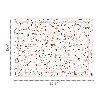 Bathroom Stone Mat Quick Dry - Diatomaceous Earth Stone Bath Mat - Anti Slip Shower Mat (Terrazzo Red) - color: Terrazzo Red