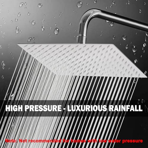 NearMoon Rain Shower Head, High Flow Stainless Steel Rainfall Shower, High Pressure Design, Awesome Shower Experience Even At Low Water Flow (12 Inch Rectangle, Chrome Finish) - color: Chrome Finish, size: 12*8 Inch