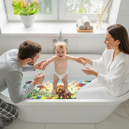 Upgrade Cartoon Baby Bath Mat Non Slip - 40"x16" Extra Long Bathtub Mat for Baby Eco Friendly Durable Bath Mat for Tub Non Slip Kids Tub Mat with Suction Cups, Machine Washable and No Fading, Dinosaur - color: I-dinosaur-2