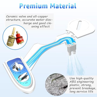 Aünsffer Bidet Attachment for Toilet, Non-Electric Fresh Cold Water, Toilet Bidet with Dual Nozzles Sprayer, Adjustable Water Pressure Control, 3 Modes Wash (Feminine/Bidet Wash + Self-Cleaning) - color: Blue