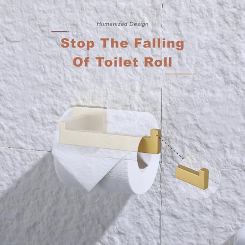 TASTOS Toilet Paper Holder Brushed Gold, Toilet Tissue Roll Holders Dispenser and Hangers Wall Mounted for Bathroom & Kitchen, Stainless Steel Modern Square Style - color: Brushed Gold, size: Square (1 pack)
