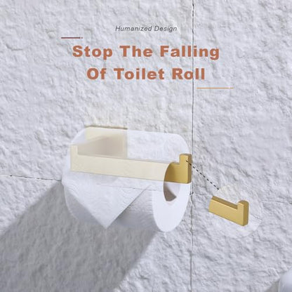 TASTOS Toilet Paper Holder Brushed Gold, Toilet Tissue Roll Holders Dispenser and Hangers Wall Mounted for Bathroom & Kitchen, Stainless Steel Modern Square Style - color: Brushed Gold, size: Square (1 pack)