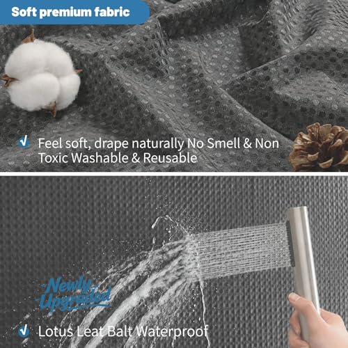 2-in-1 Waterproof Fabric Shower Curtain - No Separate Liner Needed, Hotel-Style Waffle Weave, Effortless Cleaning & Washable Bathroom Shower Curtain Set,72Wx78H,Chocolate Grey - color: Chocolate Grey, size: 72"W x 78"L (Pack of 1)