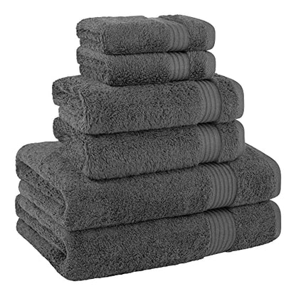 Cotton Paradise Towel Set of 6, 2 Bath Towels, 2 Hand Towels and 2 Washcloths Towels for Bathroom Sets, Smoke Gray - color: Dark Gray, size: (27"x54") +( 16"x28") + (13"x13")