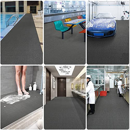 Drainage Non Slip Flooring Mats Swimming Pool Bathroom Anti-Fatigue Rubber Matting 3x10 Ft Heavy Duty Commercial Anti Slip Floor Mats for Garage Restaurant Sauna SPA,Gray/Grey,0.9×3M - color: Gray/Grey