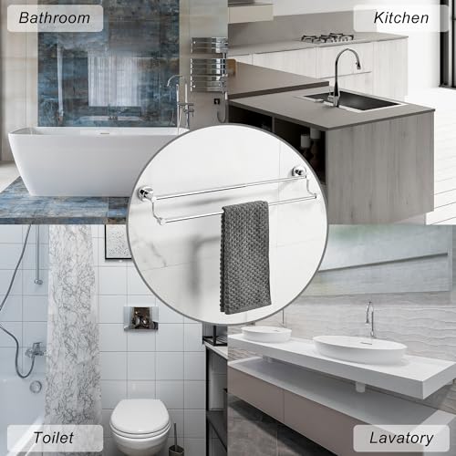 Adjustable Double Towel Racks for Bathroom 15 to 26.5 Inch Towel Bar, Expandable Bright Chrome Double Bath Towel Holder, Wall Mount with Screws Towel Bar Rod - color: Double Rack-polished