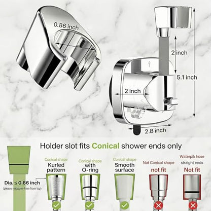 360° Swivel Shower Head Holder with Strong Suction Cup, Adjustable No Drill | Tool-free install in seconds, bathroom wall mount handheld shower bracket, removable, waterproof, 10kg built-in storage hook - color: Gray