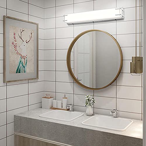 LED Bathroom Light Fixtures Over Mirror 24.4” Vanity Light with Milky White Lampshade 4000K Daylight Chrome Finishing Bath Bar (Chrome) - color: Chrome, size: 24 inch