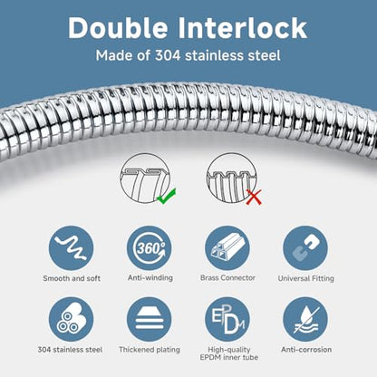 39Inches 304 Stainless Steel Shower Hose Extra Long Chorme | High pressure Bidet Hose,Flexible Showerhead Hose Replacement,Used In RV,Showerhead,Sprayer,Bidet,Pet Cleaning,Faucet,Bathtub - color: Chrome, size: 39 Inches