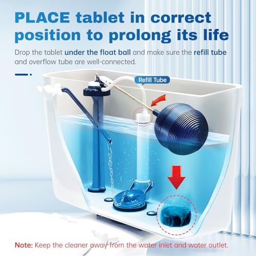 Vacplus Automatic Toilet Bowl Cleaner Tablets, Drop-In Tank Cleaner for Bathroom, Prevent Stains & Deodorize, Long-Lasting Cleaning Tabs, Easy-Use Freshener for Bowl & Tank, 100 Pack | Bathroom Tank, Prevent Stains, Deodorizing, Easy Use - size: 1 Count (