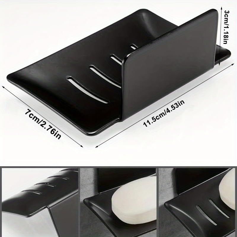 2 Pack No Drill Self Draining Wall Mounted Adhesive Carbon Steel Soap Dish Shower Soap Holder Bathroom Tray