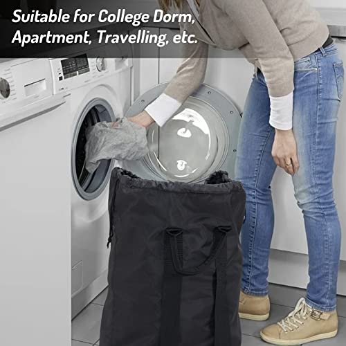 Seiritex Laundry Backpack Bag, Dirty Clothes Travel Laundry Bag with Shoulder Straps for College Dorm (Black) - color: Black