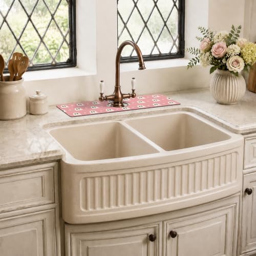 Halloween Kitchen Sink Splash Guard Faucet Mat,Pink Cute Ghosts Halloween Faucet Non-Slip Absorbent Mat,Farmhouse Sink Splash Guard Behind Faucet for Kitchen Bathroom,15"x5.5" - color: Drying Faucet Mat 13