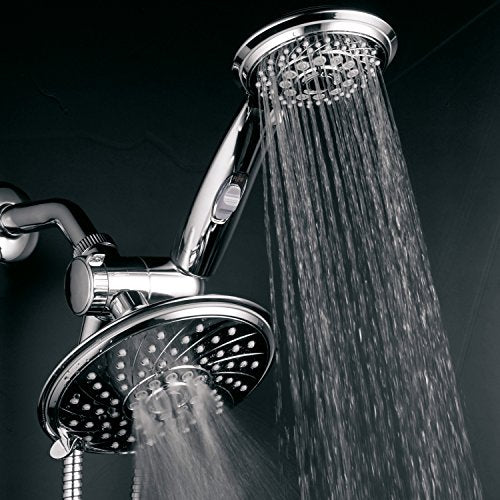 HotelSpa - Shower Heads with Handheld Spray - High Pressure Shower Head - 6 Inch Showerhead, 4 Inch Handheld Shower Head - 2-in-1, 30-Setting Shower Heads, 5-to-7 Foot Shower Hose, Showerspa (Chrome) - color: Chrome