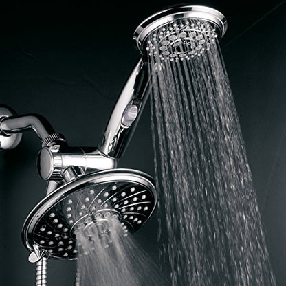 HotelSpa - Shower Heads with Handheld Spray - High Pressure Shower Head - 6 Inch Showerhead, 4 Inch Handheld Shower Head - 2-in-1, 30-Setting Shower Heads, 5-to-7 Foot Shower Hose, Showerspa (Chrome) - color: Chrome