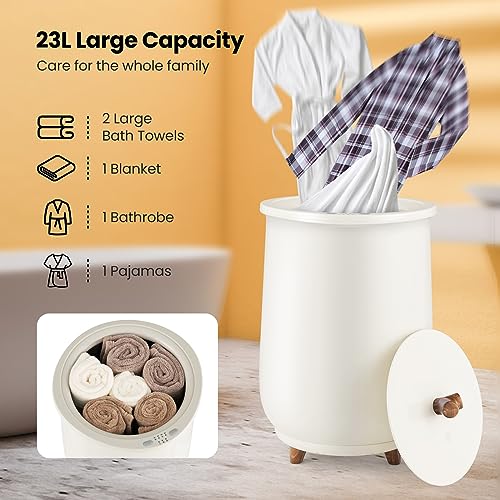 Tangkula Towel Warmer Bucket, 23L Large Luxury Bucket-Style Towel Warmer w/Fragrant Disc Holder, ETL Certified Bath Heater w/3-Level Heating, 20/40/60/90 Min Timer & Auto Shut Off (Handle, 23L, Grey) - color: Grey