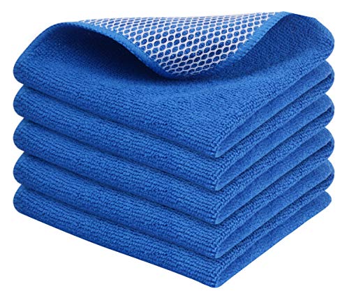 Dish Cloth for Washing Dishes Kitchen Washcloth Cleaning Cloth | 12x12inch 5pack Kitchen Towels Rags, Microfiber Cleaning Cloths, Wash Cloths with Poly Scour Side, Wholesale, Dark Blue - color: Dark Blue, size: 12inchx12inch 5pack