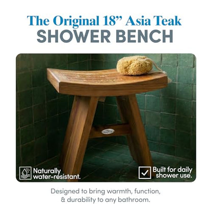 AquaTeak Asia 18" Teak Shower Bench | Durable, Water-Resistant Teak, Shower Chair & Shaving Foot Rest, Indoor/Outdoor Use - size: Bench Only
