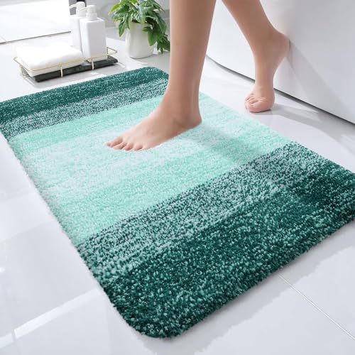 OLANLY Small Bathroom Rugs Mat 24x16, Extra Soft Absorbent Microfiber Bath Rugs, Rubber Backing, Quick Dry, Washable Bath Mats for Bathroom, Tub and Shower, Home Decor Accessories, Blackish Green - color: Blackish Green, size: 24" X 16"