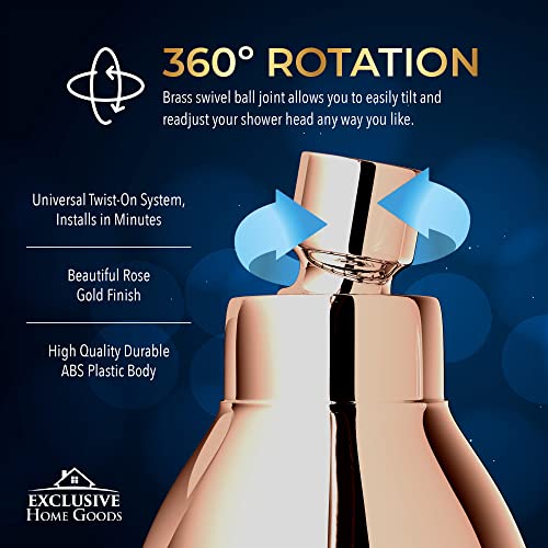 High Pressure Shower Head - Powerful Deluxe Bathroom Showerhead with Strong Spray Stream and Small Silicone Nozzles - Universal Fit Works with High and Low Water Flow Showers 1.8 GPM - Rose Gold - color: Rose Gold, size: 1.8 GPM