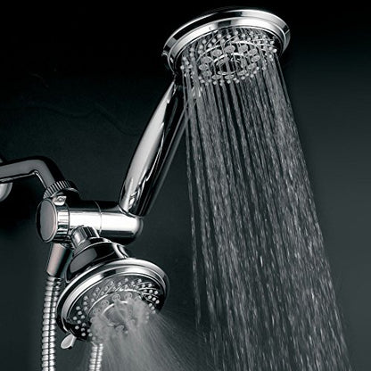 Hotel Spa AquaStorm 30-Setting 3-Way High Pressure Luxury Shower Head Combo | Use Dual 6-mode Overhead & Handheld Heads separately or together! SpiralFlow Design with Water-saving Economy mode / Chrome - color: Chrome - 6 ft Hose