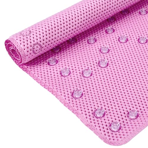 Bathtub Mat Non Slip, Soft Foam Bath Mat for Tub, Bathtub Mat with Drain Holes, Suction Cups Shower Mat (Pink, 36''X17'') - color: Pink