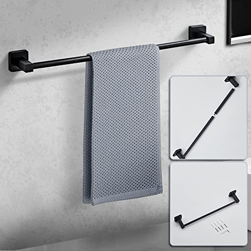 Matte Black Bathroom Hardware Set 4 Pieces,Bathroom Accessories Set Stainless Steel Wall Mounted, Hand Towel Bar, Towel Ring, Robe Towel Hooks,Toilet Paper Holder,Towel Bar Set, 23.6 Inch - color: Matte Black, size: 23.6Inch
