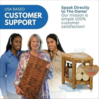 EcoDecors 18” Teak Corner Shower Stool –Waterproof Bench, Space-Saving Bathroom Seat | Compact Teak Shower Stool for Inside Shower | Sturdy 300 Pound Capacity with Shelf & Adjustable Feet | Corner teak shower bench supports up to 350 lb with adjustable no