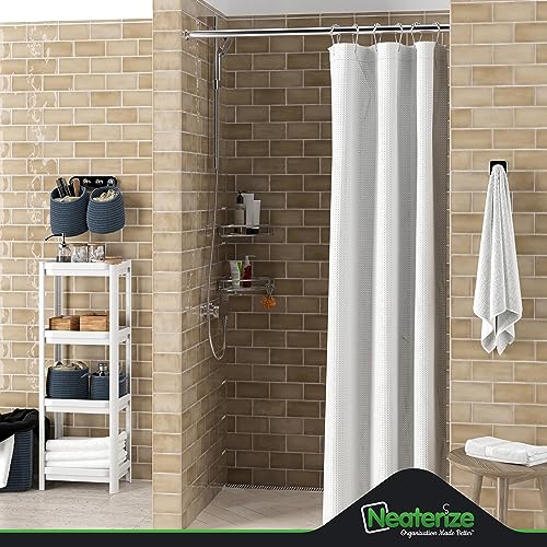 NEATERIZE Stall Shower Curtain White - Hotel Style Shower Curtains for Bathroom with Waffle Design, 36x72 Inches - White Fabric Shower Curtain - Cortinas de Baño Elegantes - size: 36"W x 72"L (Pack of 1)